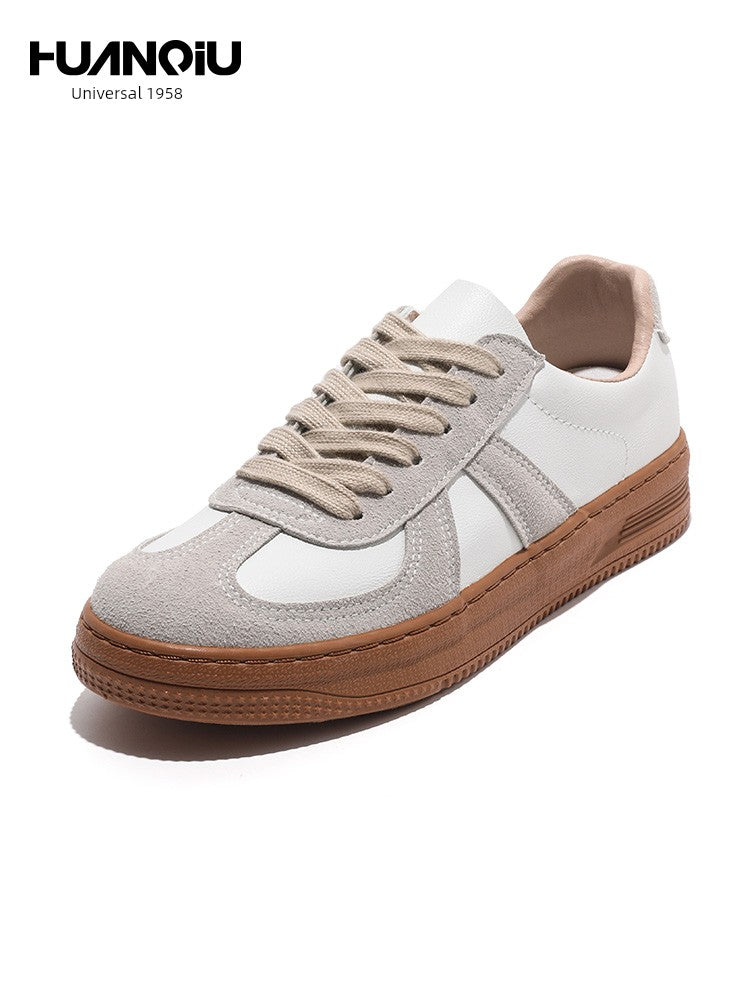 Universal Autumn Retro Flat Casual Shoes Leather Surface