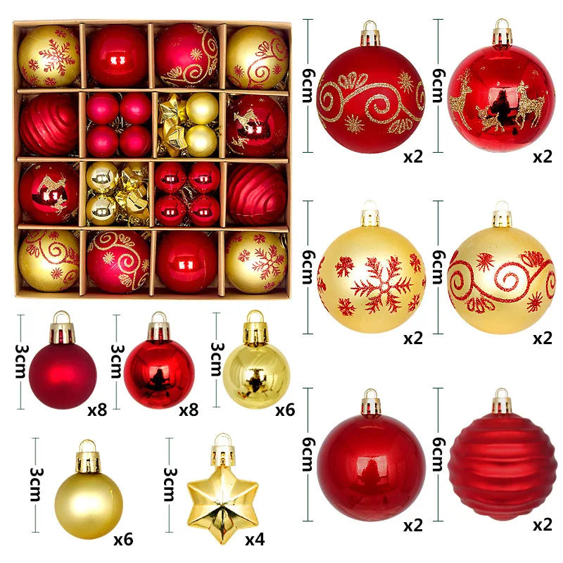 Deluxe Christmas Ball Ornament Set with Snowflake Pendants – Ideal for Large Xmas Trees & Festive Home Décor