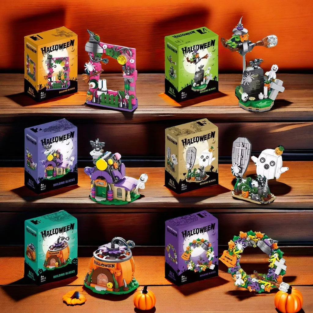 Halloween Haunted House Building Block Set with Ghost Figurines