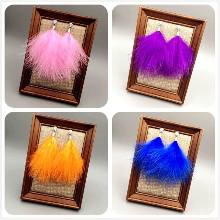 Night Club Style Bohemian Fluff Feather Earrings Exaggerated Long Earrings South Korea Elegant Stud Earrings for Women